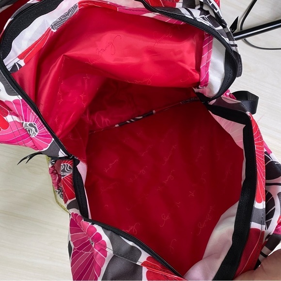 Vera Bradley Large Essential Canvas Backpack in red pink black floral bursts - Picture 8 of 9